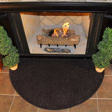 Load image into Gallery viewer, Flame 4' Half Round Polyester Fireplace Rug - Black
