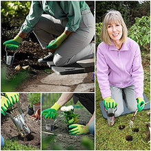 Load image into Gallery viewer, Colwelt Bulb Planter Set 4Pcs, Includes 2 Bulb Planters with Depth Markers and Automatic Soil Release, 1 Kneeling Pad, 1 Garden Gloves, Great Bulb Transplanter for Planting Tulips, Daffodils, Dahlias
