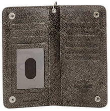 Load image into Gallery viewer, Harley-Davidson Men's Burnished Bi-Fold Skull Biker Chain Wallet BM2616L-TanBlk
