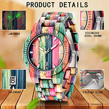 Load image into Gallery viewer, Men Watches with Handmade Colorful Bamboo Wood Watch Analog Quartz Wooden Watch for Men
