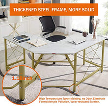Load image into Gallery viewer, Mr IRONSTONE L-Shaped Desk 59" Computer Corner Desk, Home Gaming Desk, Office Writing Workstation, Space-Saving, Easy to Assemble(White Marble)
