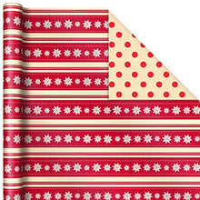 Load image into Gallery viewer, Hallmark Reversible Christmas Wrapping Paper (3 Rolls: 120 sq. ft. ttl) "Merry Holidays," Snowflakes, Snowmen, Red Stripes
