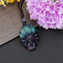 Load image into Gallery viewer, MANIFO Natural Crystal Gemstone Fox Pendant Necklace with Adjustable Woven Rope Chain (Fluorite)
