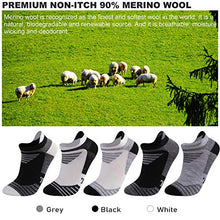 Load image into Gallery viewer, 90% Merino Wool Socks Men and Women, RTZAT No Show Low Cut 3 Pairs Cushioned Athletic Moisture Wicking Running Ankle Sock,Black&amp;Dark Gray, Medium

