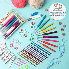 Load image into Gallery viewer, 73 Piece Crochet Kit with Crochet Hooks Yarn Set - Premium Bundle Includes Yarn Balls, Needles, Accessories Kit, Canvas Tote Bag and Lot More - Starter Pack for Kids Adults – Beginner, Professionals.
