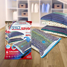 Load image into Gallery viewer, Spacesaver Premium Vacuum Storage Bags. 80% More Storage! Hand-Pump for Travel! Double-Zip Seal and Triple Seal Turbo-Valve for Max Space Saving! (Jumbo 6 Pack)
