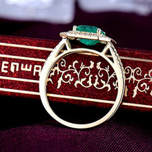 Load image into Gallery viewer, Beyond jewelry Natural Diamond Emerald Engagement 14kt Yellow Gold Women's Wedding Ring

