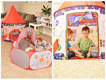 Load image into Gallery viewer, Playz 3pc Rocket Ship Astronaut Kids Play Tent, Tunnel, &amp; Ball Pit with Basketball Hoop Toys for Boys, Girls, Babies, and Toddlers - STEM Inspired Educational Galactic Spaceship Design w/ Planets
