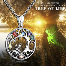 Load image into Gallery viewer, Tree of Life Necklace for Women, Sterling Silver Pendant, Jewelry Gift with Infinite Colorful Cubic Zirconia for Girlfriend Daughter
