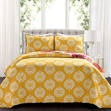 Load image into Gallery viewer, Lush Decor 16T005051 Leah Quilt Floral 3 Piece Reversible, King, Red &amp; Orange
