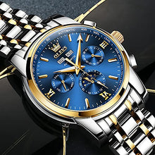 Load image into Gallery viewer, Automatic Watches for Men Self Winding Two Tone Stainless Steel Mechanical Fashion Watches Moon Phase Tourbillon Luminous Skeleton Waterproof Mens Watch with Date
