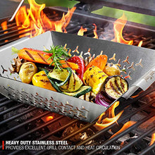 Load image into Gallery viewer, Cook Time BBQ Grill Vegetable Basket Stainless Steel Grilling Woks-Non Stick Large Veggie Barbecue Accessory for Outdoor Grill,Heavy Duty 1.5X Thicker,13.75X12X2.5inches
