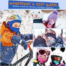 Load image into Gallery viewer, Kids Balaclava Ski Mask 2 Pack, Winter Hat Face Cover Neck Warmer for 3-8 Toddler Children Boys Girls, Windproof Full Face Masks Under Helmet for Cold Weather Skiing, Football, Cycling(Black&amp;Purple)
