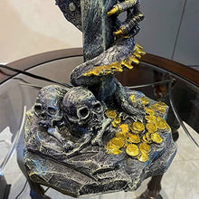 Load image into Gallery viewer, PARSAHO Gothic Medieval Mythic Guardian Gold Coin Dragon Sword Holding A Textured Glowing Ball Statue Table Lamp Halloween Decor Resin Special Home Bedroom Decor Gift 11.4x10.2x30.8 Inches
