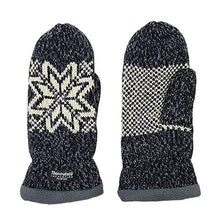 Load image into Gallery viewer, Bruceriver Women Snowflake Knit Mittens with Warm Thinsulate Fleece Lining Size S (Black)
