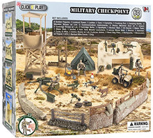 Load image into Gallery viewer, Click N' Play Military Checkpoint 60 Piece Play Set with Accessories.
