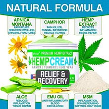 Load image into Gallery viewer, Instant Hemp Cream - Made in USA - Relieves Muscle, Foot, Shoulder, Joints and Back - Natural Hemp Oil Extract Gel with MSM - Glucosаminе - Arnica - Turmeric - 4oz

