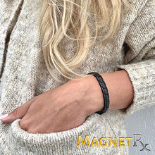Load image into Gallery viewer, MagnetRX® Women's Ultra Strength Magnetic Therapy Bracelet - Arthritis Pain Relief &amp; Carpal Tunnel Titanium Magnetic Bracelets for Women - Adjustable Length with Sizing Tool (Black)
