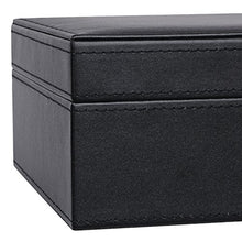 Load image into Gallery viewer, BEWISHOME Jewelry Box Organizer with 4 Watch Case Removable Tray Jewelry Display Storage Case - 7 Necklace Hook - Velvet Lining - Earring Ring Bracelet Case for Women Girls - Black PU Leather SSH07B

