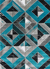 Load image into Gallery viewer, GLORY RUGS Area Rug Abstract Diamond Modern Modern Distressed Carpet Bedroom Living Room Contemporary Dining Accent Sevilla Collection 5504A (8x10, Turquoise)
