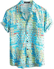 Load image into Gallery viewer, VATPAVE Mens Floral Hawaiian Shirts Short Sleeve Button Down Beach Shirts Suits Small Sky Blue
