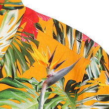 Load image into Gallery viewer, Havana Breeze Men's Relaxed-Fit 100% Linen Shirt Orange and Banana Leaf M
