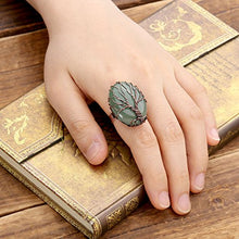 Load image into Gallery viewer, Top Plaza Handmade Retro Vintage Copper Wire Wrapped Tree of Life Oval Green Aventurine Healing Crystal Adjustable Ring Bronze Band Size 6 7 8
