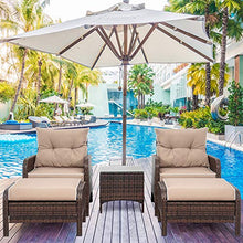 Load image into Gallery viewer, Shintenchi Outdoor Furniture 5 Pieces Set,All Weather PE Wicker Rattan Patio Conversation Set with Cushioned Patio Chairs, Ottoman Set,Glass Side Table for Lawn Pool Balcony
