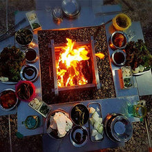 Load image into Gallery viewer, LUOYE Folding Campfire Grill, Portable Foldable Lightweight Stainless Steel Backpacking Stove Backyard Wood Burning Camping Fireplace for Bonfires Or Cooking

