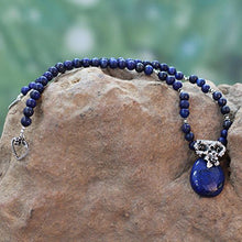 Load image into Gallery viewer, NOVICA Lapis Lazuli .925 Sterling Silver Pendant Necklace, 18", Lovely Lily'
