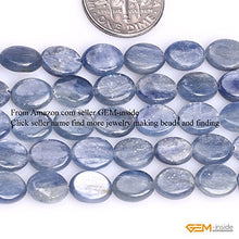 Load image into Gallery viewer, GEM-insid Blue Kyanite Gemstone Loose Beads Natural Energy Power Beads for Jewelry Making 7X9mm Oval 15"
