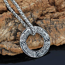 Load image into Gallery viewer, GuoShuang Nordic Viking Amulet drgon dreki Jormungand Pendant Necklace Stainless Steel with Valknut Rune Gift Bag
