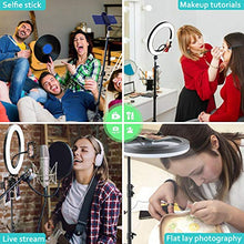 Load image into Gallery viewer, 10" LED Selfie Ring Light with 2 Tripod Stand &amp; 3 Cell Phone Holder 3 Lighting Modes 10 Dimmable Brightness for Live Streaming YouTube Video Photography Makeup Circle Light for iPhone Android Camera
