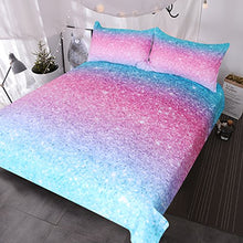 Load image into Gallery viewer, BlessLiving Colorful Glitter Mermaid Bedding Girly Turquoise Blue Pink and Purple Bedding Twin Set Pastel Kids Duvet Cover 3 Piece Trendy Bed Spreads Rainbow Comforter Cover Sets for Teen Girls
