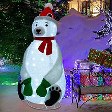Load image into Gallery viewer, Lulu Home Christmas Collapsible Polar Bear Decoration, 6 Ft 200 LED Christmas Lighted Polar Bear Ornaments with Clear Lights, Plug-in Christmas Light Up Polar Bear Indoor Outdoor Yard Holiday Decor
