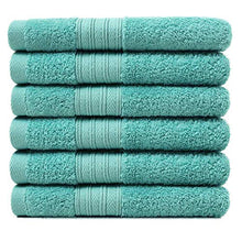Load image into Gallery viewer, Lightwind 6 Pack Premium Fade-Resistant Cotton Hand Towels, Lint Free 16 X 28 Inches Hand Towel Set, Highly Absorbent and Durable Spa &amp; Hotel Quality Towels, Turquoise Blue
