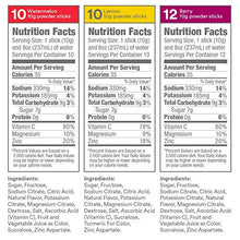 Load image into Gallery viewer, DripDrop ORS – Patented Electrolyte Powder for Dehydration Relief Fast - For Workout, Hangover, Illness, Sweating &amp; Travel Recovery - Watermelon, Berry, Lemon Variety Pack - 32 Servings (11.29 oz)
