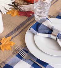 Load image into Gallery viewer, DII Jute Burlap Collection Kitchen Tabletop, Table Runner, 14x72, Blue Double Stripe
