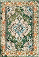 Load image into Gallery viewer, Safavieh Monaco Collection MNC243F Boho Chic Medallion Distressed Area Rug, 8' x 10', Forest Green/Light Blue

