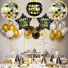 Load image into Gallery viewer, Large, New Years Balloons 2023 - 22 Inch Disco Balloons | Foil Happy New Year Balloons | 70s Disco Theme Happy New Year Decorations 2023 | New Years Eve Party Supplies 2023 | NYE Decorations 2023
