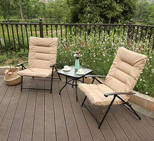 Load image into Gallery viewer, PHI VILLA Patio 3 PC Padded Folding Chair Set Adjustable Reclining 2 Position, Beige
