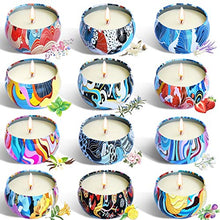 Load image into Gallery viewer, YYCH Gift Package Scented Candles Lemon, Fig, Lavender, Spring Fresh,Rose ，Jasmine，Vanilla，Bergamot，Strawberry, Peppermint, Rosemary, Gardenia Natural Soy Wax Portable Travel Tin Candle,Set of 12
