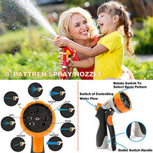 Load image into Gallery viewer, 50ft Expandable Garden hose with 8 pattern hose nozzle - 3/4’’ Solid Brass Fittings with Protective Washer No leak &amp; Rust - Portable Storage Bag Easy Carry and Use
