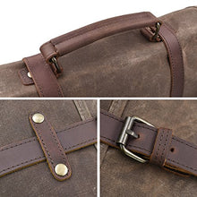 Load image into Gallery viewer, Mens Messenger Bag 15.6 Inch Waterproof Vintage Genuine Leather Waxed Canvas Briefcase Large Satchel Shoulder Bag Rugged Leather Computer Laptop Bag, Brown
