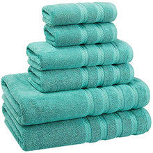 Load image into Gallery viewer, American Soft Linen 6-Piece 100% Turkish Genuine Cotton Premium &amp; Luxury Towel Set for Bathroom &amp; Kitchen, 2 Bath Towels, 2 Hand Towels &amp; 2 Washcloths [Worth $72.95] - Turquoise Blue
