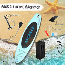 Load image into Gallery viewer, ANCHEER Inflatable Stand Up Paddle Board, Lightweight All Round iSUP with 3 Fins, Premium Accessories &amp; Carry Bag, EVA Deck, Adj Floating Paddle, Ankle Leash and Double Action Pump (Light Blue)
