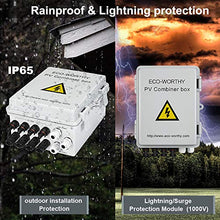 Load image into Gallery viewer, ECO-WORTHY 4 String PV Combiner Box with Lightning Arreste, 10A Rated Current Fuse and Circuit Breakers for On/Off Grid Solar Panel System
