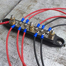 Load image into Gallery viewer, Mofeez Bus Bar -3x1/4”Post,10x#8 Screw Terminal Power Distribution Block with Ring Terminals(Pair - Red &amp; Black)
