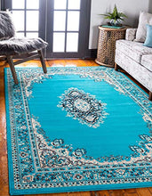 Load image into Gallery viewer, Unique Loom Reza Area Rug, 5' x 8', Turquoise
