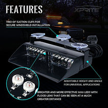 Load image into Gallery viewer, Xprite White Red 16 LED High Intensity Emergency Hazard Warning Strobe Lights w/Suction Cups for Volunteer Firefighter Law Enforcement Vehicles Truck Interior Roof Windshield Dash Deck Flash Light
